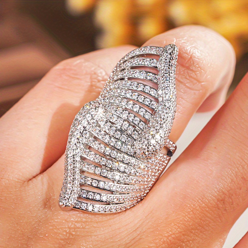 Opulent Bling Full Pave Sparkling Zirconia Statement Ring